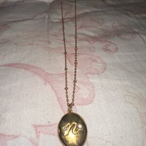 Gold “N” Initial Locket Necklace (Nordstrom)